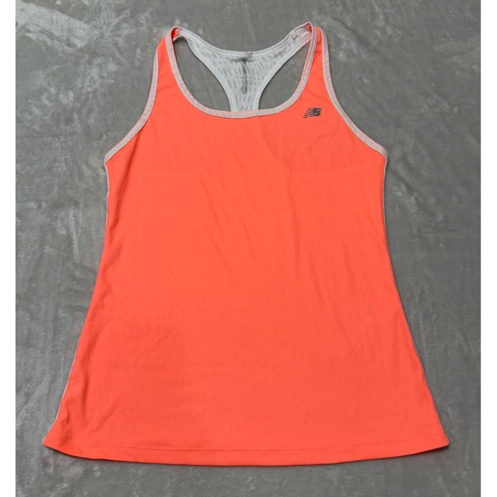 New Balance Orange Racerback Patterned Performance Activewear Tank Top